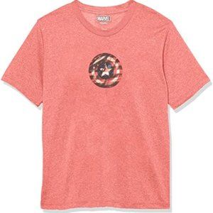 MARVEL Kids Captain America Flag Shield Boys Red Heather Large Tee T-Shirt NEW